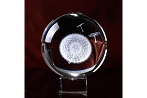 HDCRYSTALGIFTS Pisapapeles con esfera de cristal de diente de león tallado en 3D con soporte de cristal, 60 mm