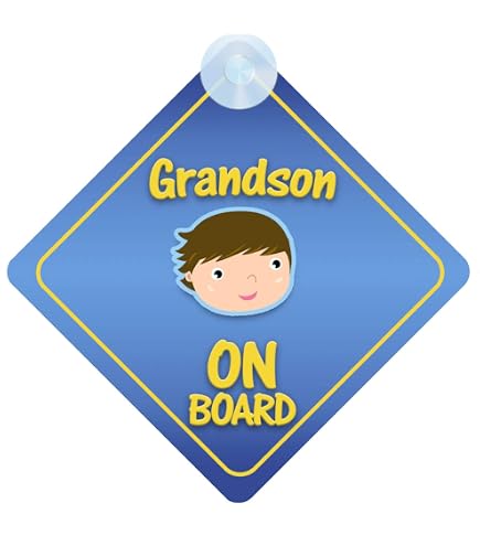 thumbnail image 2 of Grandchildren On Board Car Sign – Yellow Suction Cup Sign (iwantthatsign.com) 2 of 6