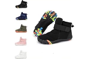 Dinint Kinder Winter Barfußschuhe Leicht Rutschfest Winterstiefel mit Breite Zehenbox für Jungen Mädchen Outdoor Trekking-Wanderschuhe EU26-36
