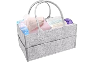 Business Trend Baby Nappy Caddy, Portable Nursery Organizer, Storage Basket for Babies, Portable Holder Tote Bag for Changing Table Car Travel Newborn Essentials .Baby Gift Accessories (grey)