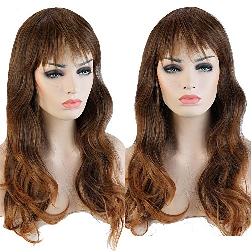 S-noilite® Lady Long Curly Full Head Wigs Cosplay Party Daily Fancy Dress Brown To Coffee
