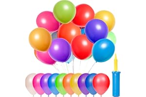 NOA HOME DECO Luftballons Bunt 100 Stück Luftballons Geburtstag 12 Zoll Latex Party Ballons Luftballons Gemischte Farben für Geburtstage Hochzeit Valentinstag Graduierung Kommunion mit Luftballonpumpe