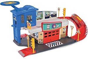 Dickie Toys Simba - Sam Le Pompier - Caserne Pompier Police - Héliport - Rampe de Lancement - Camion Jupiter Die Cast Inclus - 203097008