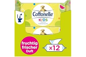 Cottonelle feuchtes Toilettenpapier, Kids - fruchtig frischer Duft, biologisch Abbaubar, wiederverschließbar, Vorteilspack, 12 x 42 Tücher