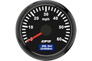 PIOUSUNT 52mm Universal GPS Speedometer Gauge, 0-60 MPH, 7-Color Backlight, w/GPS Antenna - for Car, Truck, Motorcycle, Boat, Marine Vehicles