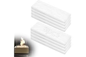 KINETOX 8 Stück Keramikwolle für Bioethanol Kamin 30 x 10 x 2.5cm Ethanol Ceramic Wool Keramikschwamm für Bioethanol Kamin Tischkamin Ethanol Ceramic Tischkamin Indoor
