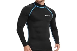 TERODACO Rash Vest Mens Long Sleeve Swimming Shirts for Men UV Sun Protection Compression Wetsuit Top Mens Diving Surfing Rash Guard Base Layer,Fast Dry Stretchy Breathable