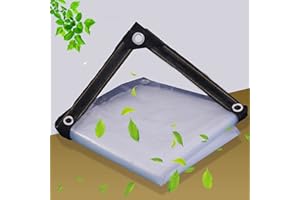 ‎AMSXNOO Transparent Plane mit ösen, 3x4M PE Klar wasserdichte Abdeckplane, Reißfest Wetterfeste Mehrzweck Tarp, Gewebeplane Planen für Outdoor Balkon Garten Seitenteile Pavillon, Schutzplane