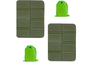 HIUOUIH Tapis de Camping Pliable 2 Pièces Coussin Exterieur Impermeable Coussins Mousse Portable Thermique pour Randonnée Jardin Plage Pique-Nique Stade, Vert Militaire