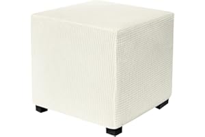 uyeoco Funda Otomana Cuadrado de Tejido Jacquard, Funda de Reposapiés de Sofá, Funda para Taburete Elástica Extraíble Lavable Protector de Puff con Parte Inferior Elástica (Color : O, Size : 40x40cm)