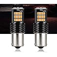 Automaze 1156 BA15S 180 Degree P21W Led Turn Signal Bulb, Front Rear Backup Light, Canbus Error Free, 3030 Chipset 24 SMD (Pack of 2, Amber)