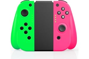 Yeerain Mandos para Switch, J-Con Verde/Rosa Mando Switch Controlador Inalámbrico con Doble Choque | Giroscopio de 6 Ejes | 450mah Batería, Controller Gamepad Compatible con Switch/Lite/OLED