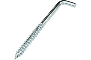 AERZETIX - C58028 - Juego de 10 Escarpias para atornillar en forma de L Ø8x100mm - gancho con tornillo autorroscante - en acero galvanizado - color plata