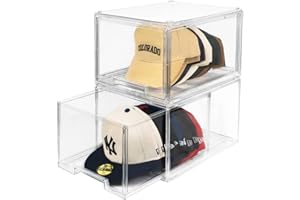 SCAVATA Hut-Organizer, stapelbare, transparente Baseballkappen-Halter, Box mit Schubladen für Hüte, Snapback-Kappen-Aufbewahrung, Hutablage, transparent, 2 Stück