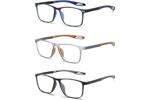 Hubeye 3 Pares Gafas de lectura deportiva para mujeres y hombres ultraligeras anteojos de lectura gafas anti luz azul 1.50