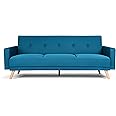 Bravich Narvik 3 Seater Sofa Bed- Navy Blue. Fabric Recliner Double Sofa Bed, Click Clack Mechanism, Folding Couch. Space Saving Furniture For Living Room, Bedroom & Guest Room - 204 x 86 x 87cm