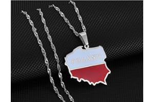 SHOUJIQQ Polska Karte Flagge Anhänger Halsketten - Männer Frauen Charme Ethnische Hip Hop Country Flag Halskette Schmuck Schlüsselbein Kette Pullover Dünne Kette Patriotisch Schicke Halsband Geschenke