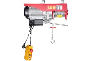 HINOPY Elektrische Seilwinde, 800kg/1000kg Elektrischer Seilzug Flaschenzug Kran Hub Seilzug Motorwinde Seilhebezug Mit Fernbedienung Hebehöhe bis 12 m Seilaufzug (800kg)