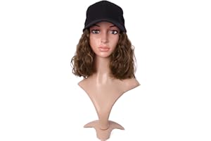 MapofBeauty 13 Pulgada/33cm Ajustable Gorra Corto Kinky Rizo BOB Sintética Cabello Extensión Fiesta Pelucas (Marrón)