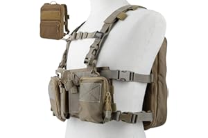 DETECH Tactical Vest Airsoft Munizioni Chest Rig Portariviste con Molle FlatPack Assault Pack Zaino