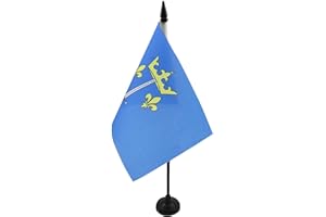 AZ FLAG - Drapeau De Table Jeanne d'Arc 21x14 cm - Petit Drapeau Des Armes De Jeanne D'Arc De Bureau 100% Polyester Avec Hampe De 25cm Et Socle En Plastique Noir