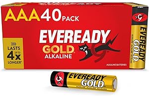 Eveready Gold de Energizer - Pilas AAA (Paquete de 40) - 1,5V Baterías Alcalinas - para Aparatos Domésticos y Electrónicos - Embalaje 100 % reciclable - 10 años de vida útil [Exclusivo en Amazon]