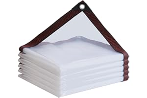 ZUYEKWXS Plandeka okryciowa z oczkami, wodoszczelna plandeka z oczkami, odporna na warunki atmosferyczne, przezroczysta, wodoszczelna plandeka na meble ogrodowe, rośliny, do szklarni (1 x 1 m)