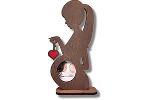 Pekiedo Portafoto in Legno Regalo Future Mamme, Porta Ecografia in Gravidanza, Cornici Foto Amore Idea Regalo Mamma Incinta in Attesa (Nina)