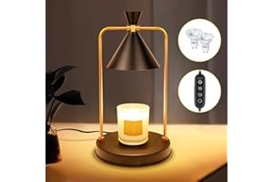 LAOPAO Elektryczny podgrzewacz świec, lampa LED do świec zapachowych: świeczka z metalowym świecznikiem, ściemniana, z gniazdkiem, timerem i 2 żarówkami, do kuchni, domu, na łóżko, prezent (czarny)