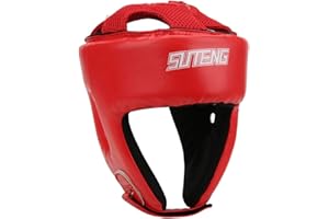 DAMOHONY Boxhelm, PU-Leder, verstellbarer Kopfschutz, Sanda, Kickboxen, Training, Verteidigung