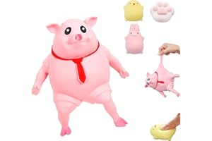 BOZILY Rosa Schwein Stressspielzeug Mit 3 Mini Squishy Spielzeug Schweine-Quetschspielzeug Stressbälle Süßes Rosa Schweinchen Badespielzeug Anti Stress Schwein Spielzeug für Kinder Erwachsenen