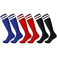 Fanshiontide 3 Pairs Kids Football Socks, 3 Colors Childrens Football Socks Kids Long Breathable Soccer Socks for Daily Running Training Socks for Kids Boys Aged 5-12