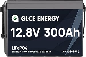 GLCE ENERGY Batterie Lithium 12V 300Ah, BMS 200A intégré, Rechargeable 3840Wh Batterie LiFePO4, 4000~15 000 Cycles, pour Solaire Marine RV