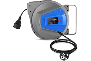 Himimi® Enrollador de Cable Retráctil Automático| 15m+1m Enrollador de Cable Montable en Pared y Techo | Rotación de Cables 180° | Adecuado para Uso Interior y Exterior | Potencia de 1500-3000W