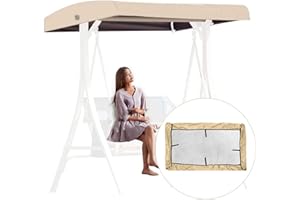 DFANCE Recambio Toldo Balancin Jardin 2 3 Plazas Recambio Lona Toldo Exterior Jardin Universal Fundas para Columpio Exterior,Tela Impermeable Toldo de Repuesto,Beige