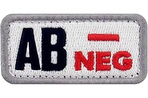 EMBTAO Type AB Négatif Groupe sanguin tactique Brodé Crochet et boucle d'attache Patch, Rouge et noir