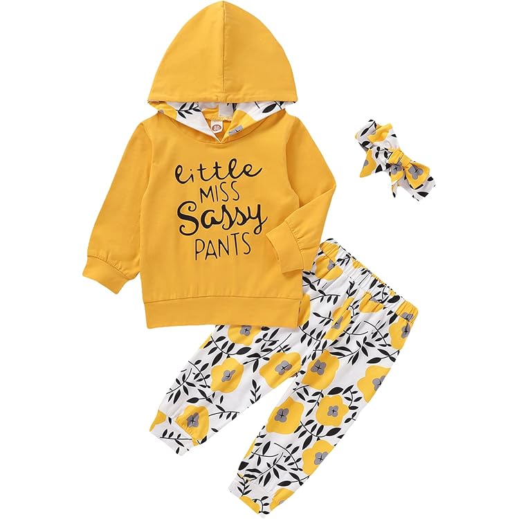 Ensemble Bébé Fille Gurcooc - Sweat Capuche + Pantalon Floral Coton 6-30 Mois