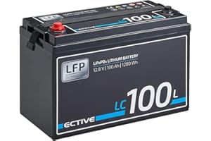 ‎ECTIVE ECTIVE LC100L LiFePo4 Batterie - 12V, 100Ah,BMS, wiederaufladbar, wartungsfrei - Deep Cycle Akku,Lithium Eisen-Phosphat Versorgungsbatterie,Bootsbatterie, Solarbatterie für Wohnwagen,Wohnmobil,Boot