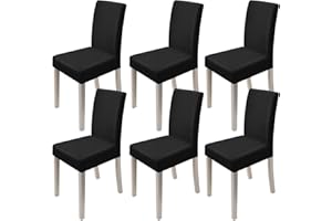 EULERYOO 6 Pièces Universel Housses de Chaise Extensible Très Facile à Nettoyer et Durable, Housses de Chaise pour Salle à Manger Décor de Restaurant Mariage Hôtel Restaurant, Noir