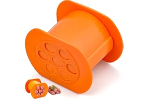 CHENEVER Cevapcici Press Maker, Stampo per Salsicce e Hot Dog, Macchina per Pressare Strisce di Carne a 7 Fori, Non Appiccicosa, Macchina Manuale per Fare Salsicce Fai da Te (Arancione)