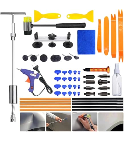 Kit De Débosselage Sans Peinture - 19 Pièces : Ventouses Et Tige En T - Pour Bosses De Voiture