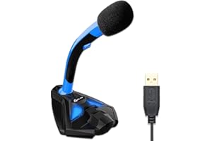 KLIM™ Voice Microfono Desktop USB con Stand per Computer Laptop PC – Microfono Gaming Videogiochi PS4 - Blu [ Nuova Versione ]