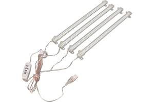 TOPINCN Tiras de Luz LED para Cultivo de Plantas, Espectro Completo, 4 Cabezales, Enchufe USB, Función de Temporizador Regulable, Luz LED para Cultivo de Interior, Hogar, Suculentas (Luz solar 4000K 168LED)