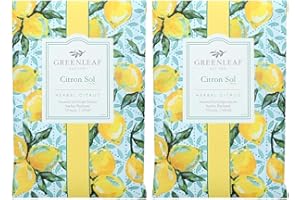 Greenleaf 2 Stück CITRON SOL - Fresh & Clean großer Duftsäckchen - Duftnoten von Mandarine, Zitronen-Limette, Basilikum - Schubladenduft Kleiderschrank Lufterfrischer für Wohnzimmer, Schlafzimmer oder