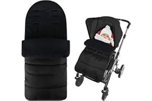Chancelière Universelle pour Poussette,Confortable Sac de Couchage Bébé,Sac de Couchage Amovible étanche Antidérapant en Coton pour Bébé,Convient pour bébé de 0 à 36 mois (Black)