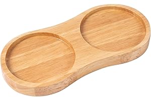 DeroTeno Vassoio per macina Sale e Pepe, Diametro Interno 6.8 cm, Legno di caucciù, Supporto per macina Pepe, Protezione del Tavolo da Pranzo(Il macina Pepe e Il macina Sale Non Sono Inclusi)