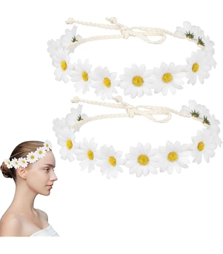 Youery set di cerchietti alla per capelli con girasole, 1 Pezzi fascia capelli donna Girasole e 6 Pezzi Forcine per Capelli Girasole, ghirlanda di fiori margherite per sposa, spiaggia, fotografia