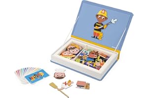 Janod Magnéti'Book Occupations - Magnetyczna gra edukacyjna - 48 magnesów + 16 kart modeli - Kartonowa zabawka dla dzieci FSC - 3 lata +, J02597