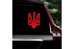 Leniutor Tryzub - Adesivi in vinile con stemma ucraino, adesivi in vinile impermeabile per auto, paraurti posteriore (rosso riflettente)