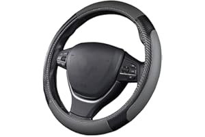 SFONIA Cubierta del Volante Fundas para Volante de Cuero Artificial Universal 37-38cm / 15" Antideslizante Transpirable Durable (Gris)